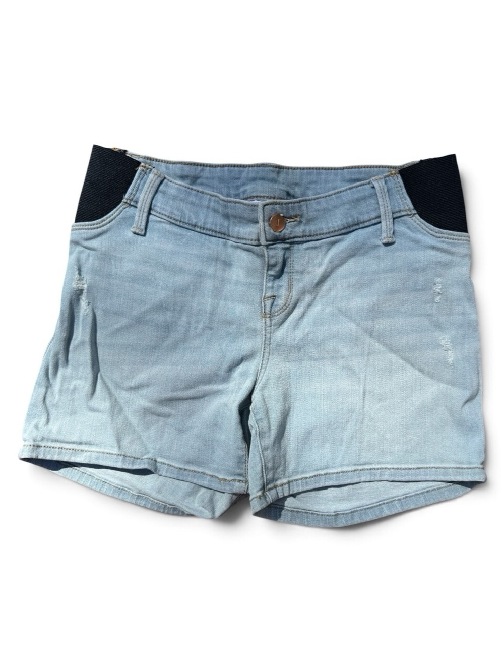Maternity yabel Mid Support Short Midi Distressed Denim Jean Shorts Size 4